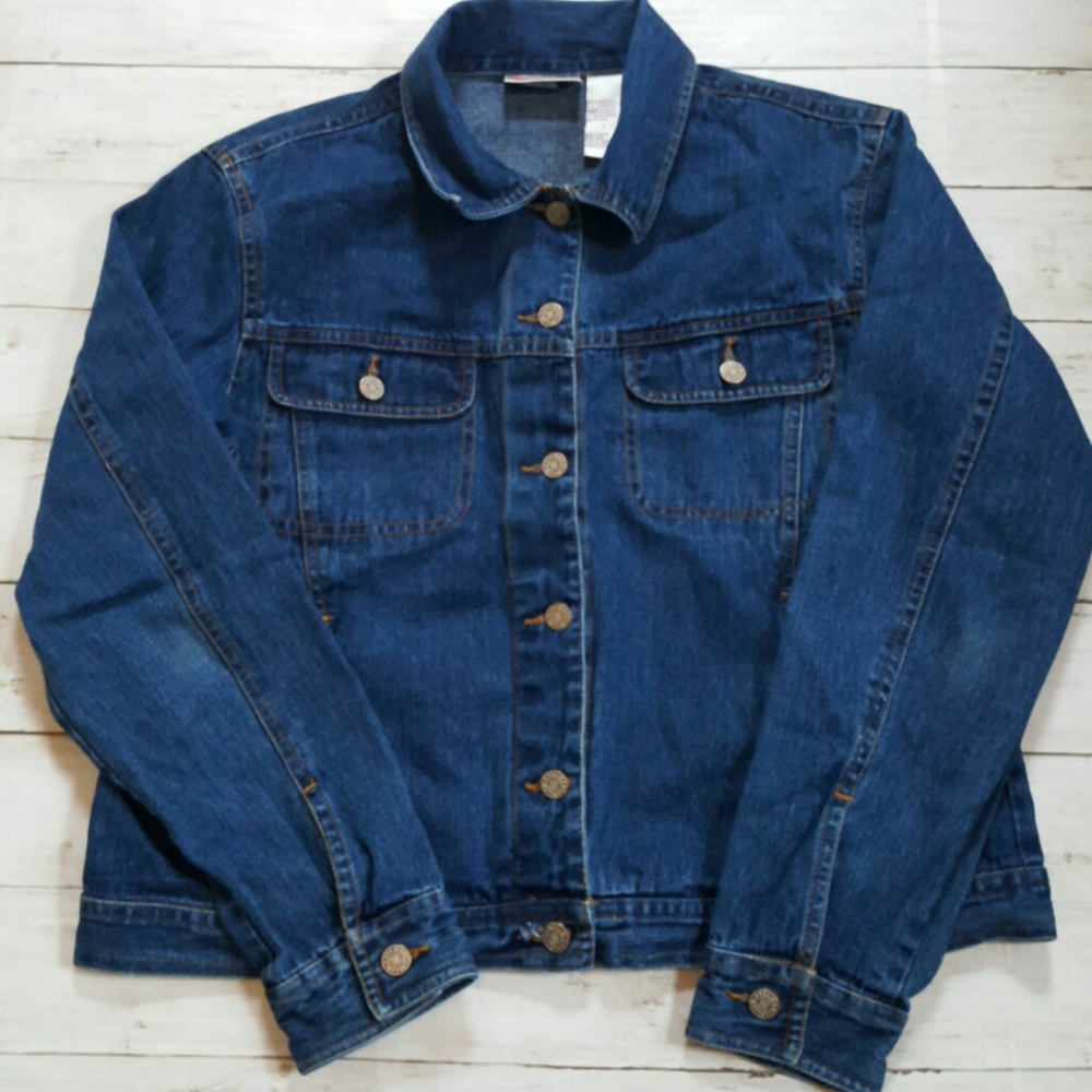 Vintage bill‎ blass denim jean jacket 100% cotton 90s y2k size large medium dark